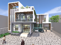 Full hồ sơ thiết kế biệt thự 2 tầng hiện đại 15.7x16.5m