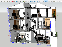 Full thiết kế nhà phố lệch tầng 5x15m (Cad- Sketchup- Chi tiết)