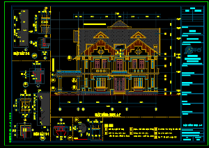 biệt thự đẹp 2 tầng,biệt thự 2 tầng kiểu kiến trúc pháp,kiến trúc 2  tầng,bản vẻ cad kiến trúc pháp,bản vẽ autocad kiến trúc pháp