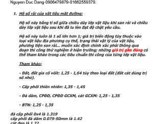 HỆ SỐ RẢI-LÈN NÉN CỦA MỘT SỐ VẬT LIỆU