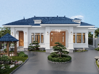 Hồ sơ thiết kế nhà 1 tầng mái nhật 18x19.2m