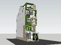 Hồ sơ thiết kế nhà phố 4 tầng hiện đại 5x20m full cad+sketchup (2d+3d)