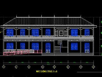 trường học 2 tầng,Trường học 2 tầng 8.1x25.5m,Trường học 2 tầng 6 phòng học,Thiết kế trường học 2 tầng Cad