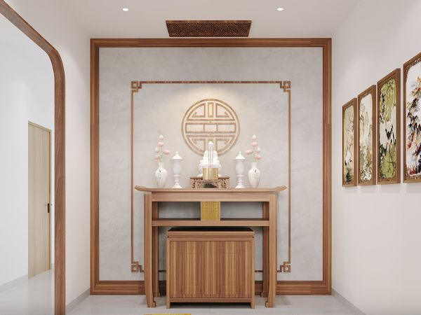 phòng thờ phong thủy, thiết kế phòng thờ, bố trí phòng thờ, hướng đặt bàn thờ, phòng thờ trong nhà ống