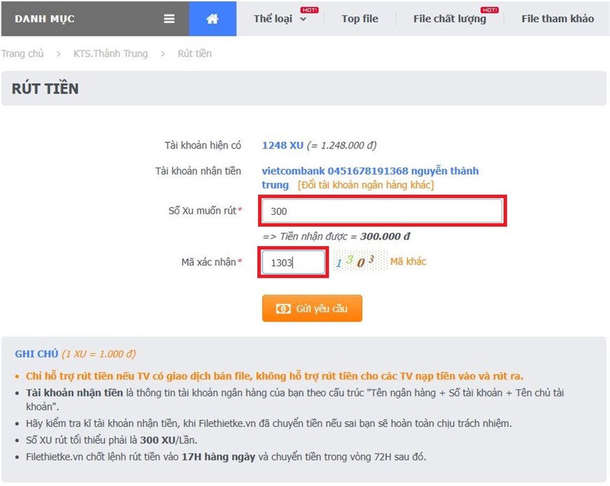 Hướng dẫn RÚT TIỀN từ tài khoản Rút tiền, yêu cầu rút tiền,rút tiền về tài khoản, rút tiền mặt, rút tiền ngân lượng