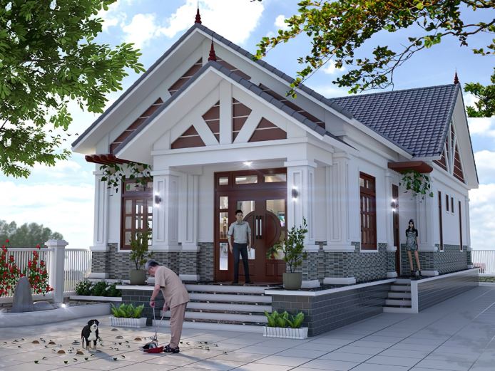 BẬT MÍ 7 KIỂU THIẾT KẾ NHÀ CẤP 4 NÔNG THÔN ĐẸP CHUẨN XU HƯỚNG Filethietke.vn, nhà cấp 4 nông thôn, nhà cấp 4