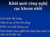 Khái quát công nghệ thi công Cọc Khoan Nhồi PDF