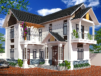 Kiến trúc biệt thự 2 tầng mái thái tân cổ kích thước 9x13.3m