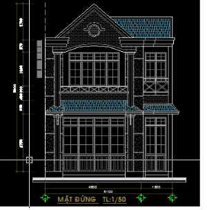 Kiến trúc Biệt thự lầu 2 tầng kích thước 6,1x20,3m