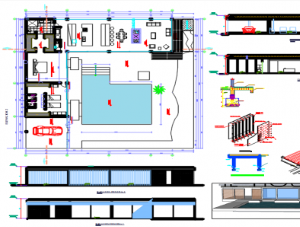 kiến trúc nhà,cad nhà có hồ bơi,nhà đẹp