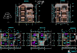 Mẫu bản vẽ nhà 3 tầng kích thước 8x15m