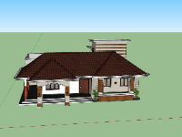 biệt thự 1 tầng,sketchup biệt thự 1 tầng,phối cảnh biệt thự 1 tầng,mẫu biệt thự đẹp