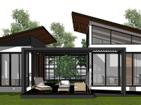 file su biệt thự,sketchup biệt thự 1 tầng,model su biệt thự