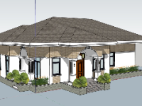 Mẫu biệt thự 1 tầng mái nhật sketchup