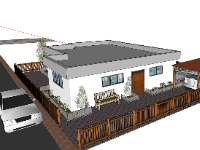 biệt thự 1 tầng,su biệt thự,sketchup biệt thự