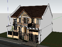 biệt thự 2 tầng,su biệt thự 2 tầng,sketchup biệt thự