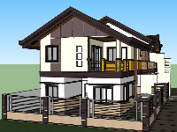 Mẫu biệt thự 2 tầng 17.45x12.12m file sketchup