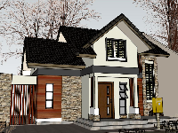 biệt thự 2 tầng,su biệt thự 2 tầng,sketchup biệt thự,model su biệt thự