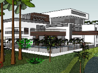 Mẫu biệt thự 2 tầng file sketchup 18.8x24.9m