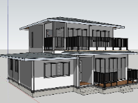 Mẫu biệt thự 2 tầng hiện đại 9x10m file su