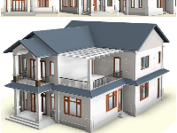 Mẫu biệt thự 2 tầng kiểu mái thái đẹp bằng revit