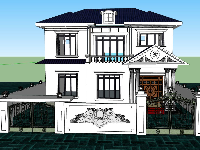 sketchup biệt thự 2 tầng,biệt thự 2 tầng,model su biệt thự 2 tầng,phối cảnh biệt thự 2 tầng