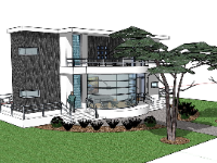 Mẫu biệt thự 2 tầng thiết kế trên sketchup đẹp nhất