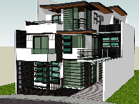 Mẫu biệt thự 3 tầng 9x13m file sketchup