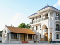 Mẫu biệt thự 3 tầng cực đẹp file su có nhà thờ họ