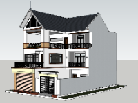 Mẫu biệt thự 3 tầng file sketchup 10x18m