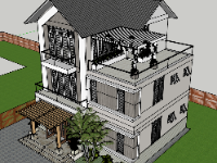 Mẫu biệt thự 3 tầng sketchup mới nhất