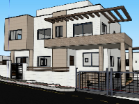 Mẫu biệt thự hiện đại 14.43x13.39m file sketchup