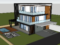 biệt thự 3 tầng,file su biệt thự,sketchup biệt thự