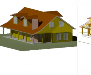 Mẫu biệt thự mái bản cad 3d đầy đủ chi tiết đẹp