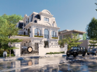 Mẫu biệt thự tân cổ điển 3 tầng sketchup