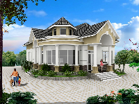 Mẫu biệt thự vườn 1 tầng bằng Sketchup