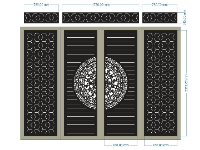 Mẫu cắt cnc cổng 4 cánh trống đồng kết hợp bông tuyết đẹp
