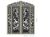 Mẫu cnc cổng 4 cánh hoa sen cá chép dxf