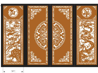 Mẫu cnc cổng 4 cánh tài lộc tùng cúc