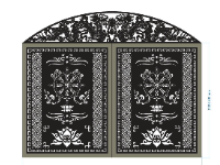 Mẫu cổng 2 cánh bánh xe pháp luân kết hợp chóp rồng