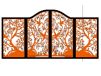 Mẫu cổng 4 cánh CNC hình cây và chim cực chất