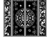 Mẫu cổng 4 cánh tài lộc tứ quý trúc tùng cnc