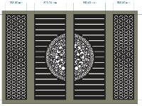 Mẫu cổng 4 cánh trống đồng bông tuyết có lỗ khóa cnc