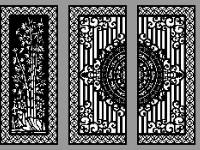 Mẫu cổng 4 cánh trống đồng kết hợp trúc và đồng tiền