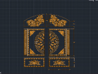 Mẫu Cổng nhà thờ CNC 2 cánh trống đồng và rồng chất lượng file dxf
