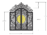Mẫu cổng vòm 4 cánh họa tiết lá tây hiện đại
