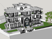 Mẫu model sketchup biệt thự tân cổ điển