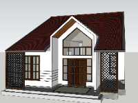 Mẫu nhà 1 tầng 8x20m file sketchup