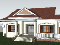 Mẫu nhà 1 tầng file sketchup 17.7x10m