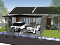 Mẫu nhà 1 tầng file sketchup 7x11m